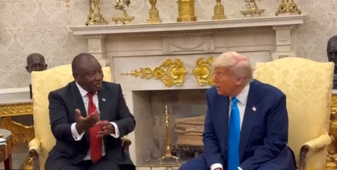 South African President Cyril Ramaphosa during a meeting with Donald Trump at the Oval Office on Wednesday May 21, 2025. PHOTO/screengrab by PD Digital/@PresidencyZA/X