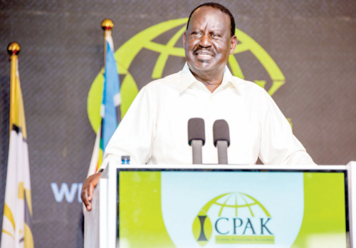 Former Prime Minister Raila Odinga addresses ICPAK’s 42nd Annual Seminar in Mombasa yesterday. PHOTO/Reuben Mwambingu