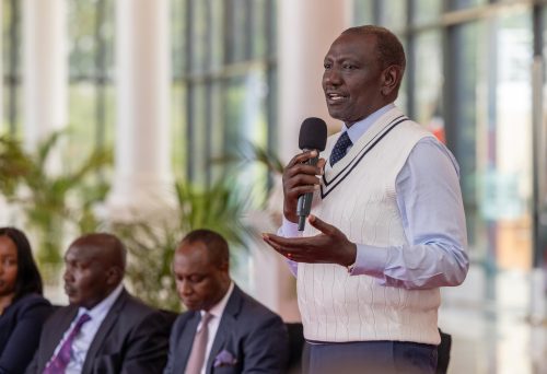 President Ruto, when he met Ukambani leaders in Statehouse on May 13, 2025. PHOTO/@Alfredmutua/X