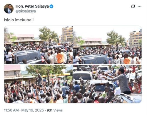 MP Peter Salasya engaging Isiolo residents on May 16, 2025. PHOTO/@pksalasya/X