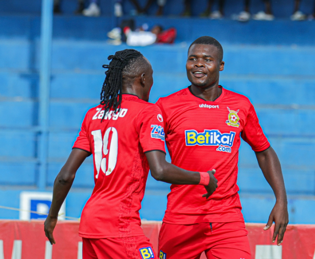 David Simiyu of Kenya Police celebrates a goal against Talanta FC. PHOTO/https://web.facebook.com/kenyapolicefc