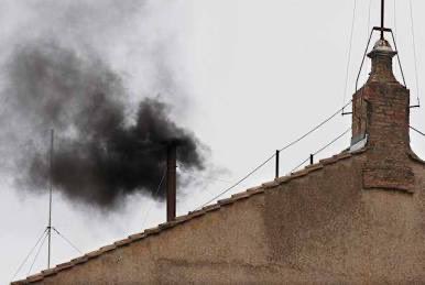Black smoke rises from the chimney of the Sistine Chapel signalling that cardinals failed to elect a new pope in the first ballot of their conclave in the Vatican PHOTO/@Sarcasmcat24/x