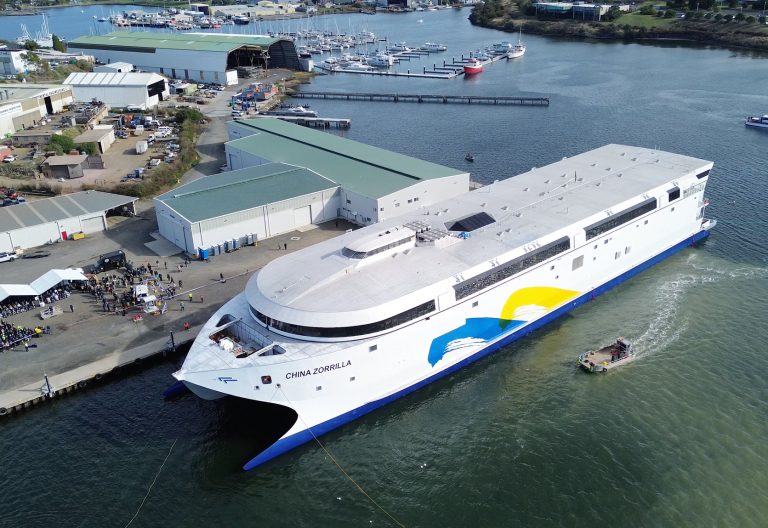 Hull, by Tasmanian manufacturer Incatwhich has been hailed as the world\'s biggest electric ship. PHOTO/https://www.facebook.com/incattas