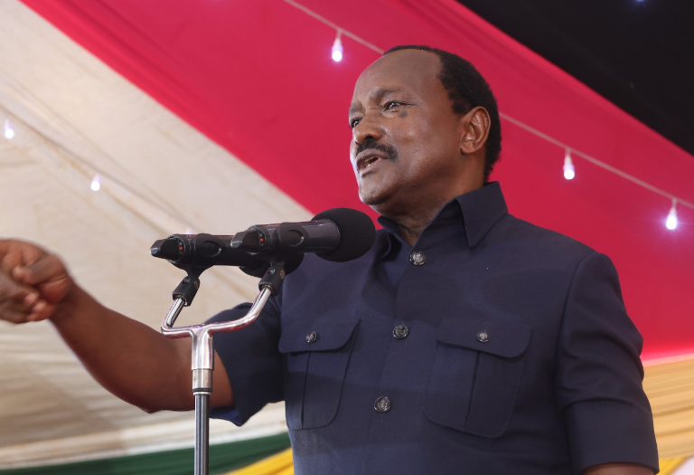 Wiper Party leader Kalonzo Musyoka speaks during the burial of the late Kariobangi North MCA Joel Munuve in Mwingi on Friday, May 9, 2025. PHOTO/@skmusyoka/X