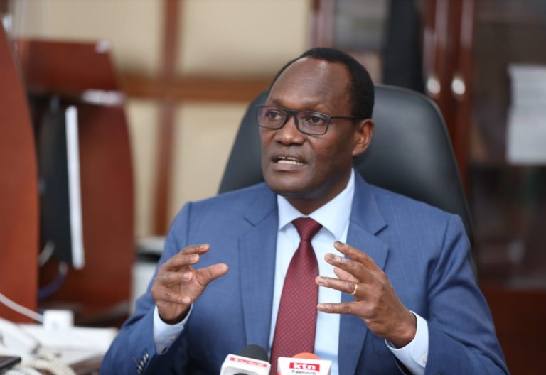 Treasury PS Dr Chris Kiptoo addressing the media at his office on July 15, 2023, as he shed light on the 2023/24 national budget. PHOTO/@Kiptoock/x
