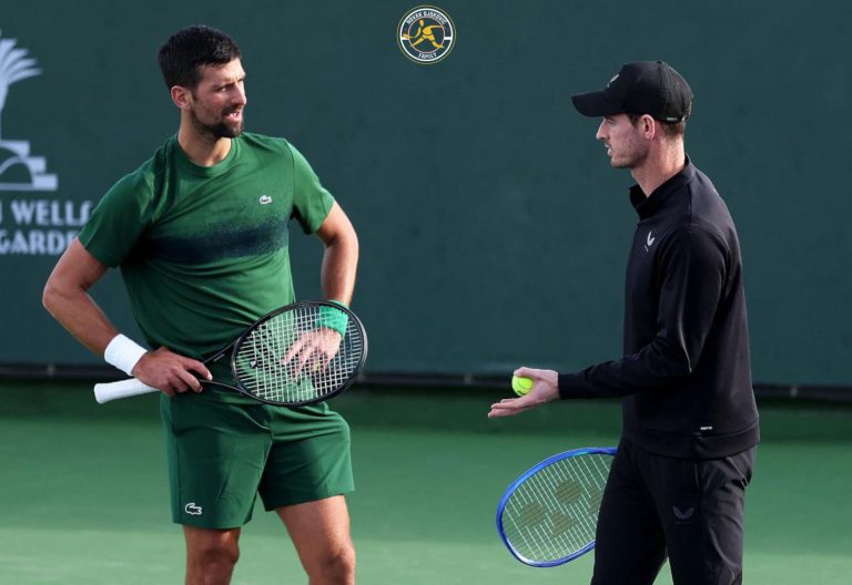 Andy Murray and Novak Djokovic during a joint training session. PHOTO/@NDjokovic99/x