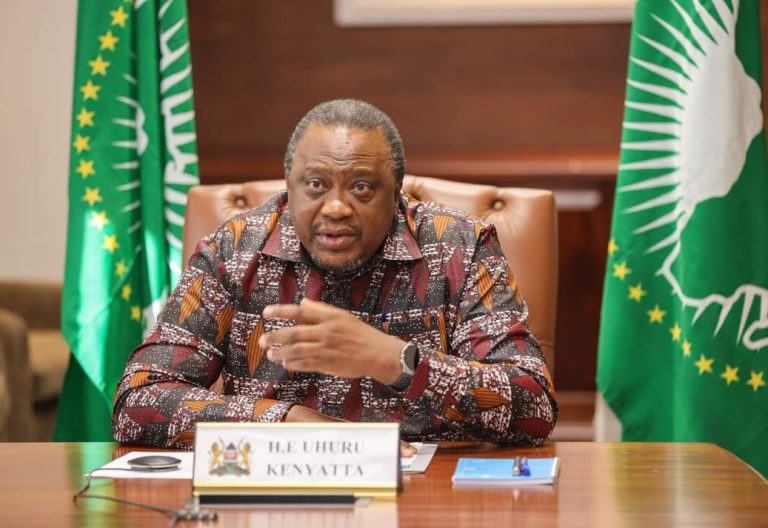 Photo of Uhuru speaking during a AU meeting. PHOTO//@Gaitho/X