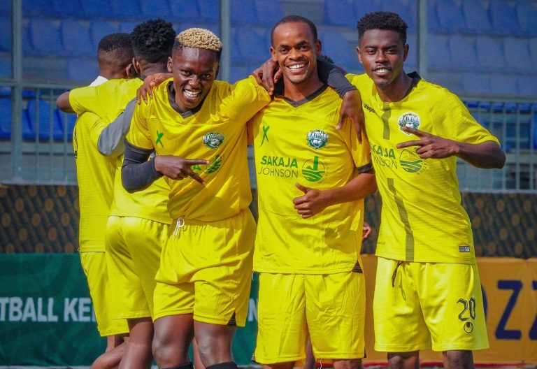 Nairobi United players during a football match. PHOTO/https://web.facebook.com/photo/?fbid=1157874186354510&set=pcb.1157874756354453
