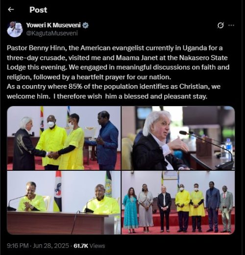 Part of the statement shared by President Yoweri Museveni on Saturday June 28, 2025. PHOTO/screengrab by PD Digital/@KagutaMuseveni/X