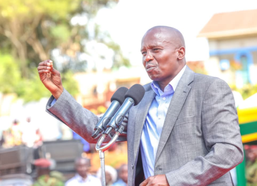 Deputy President Kithure Kindiki addressing residents of Kaiti Constituency, Makueni County on June 5, 2025. PHOTO/@KindikiKithure/X