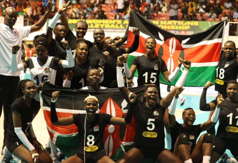 Malkia Strikers during the 2023 Women\'s Africa Volleyball Championship after reaching the final and qualifying for the 2024 Paris Olympics
PHOTO/@WilliamsRuto/X