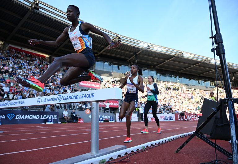 Faith Cherotich in action during the women\'s 3000m steeplechase at the Oslo Diamond League on Thursday, June 12, 2025. PHOTO/@Diamond_League/X