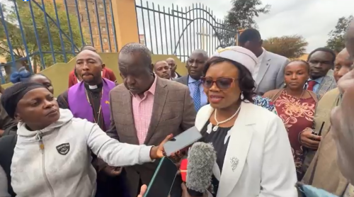 Githunguri MP Gathoni Wamuchomba alongside former Interior Cabinet Secretary and 2027 presidential candidate Fred Matiang’i during a church service at PCEA Thika. PHOTO A screengrab by People Daily Digital @Gathoni Wamuchomba