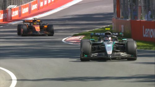 Oscar Piastri hunts down Kimi Antonelli as Russell leads the pack at the Canadian GP, Lap 56.
PHOTO/@F1/X