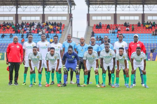 The four referees with the Mara Sugar team. PHOTO/@Football_Kenya/X