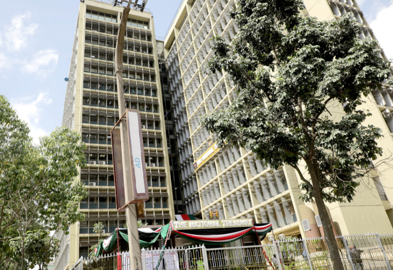 A view of the National Treasury building in Nairobi. Kenya is trapped under a the crushing weight of Sh11.5 trillion in public debt as non-performing loans surge to 17.6 percent. PHOTO/Philip Kamakya