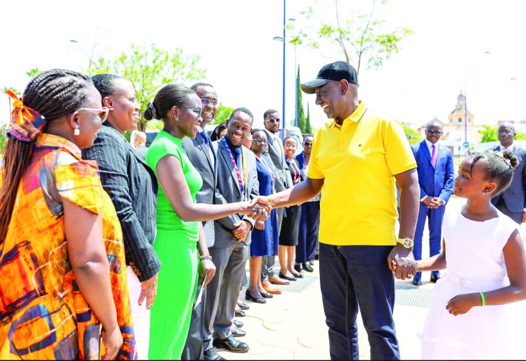 President William Ruto is received when he arrived in Seville, Spain, to take part in the Fourth International Conference on Financing for Development. PHOTO/PCS