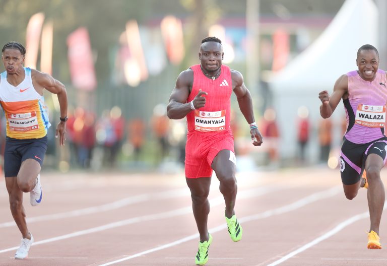 Sprint ace Ferdinand Omanyala finished third in 100m race at the Absa Kipkeino Classic 2025. PHOTO/Sport Picha
