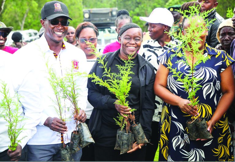 Cabinet Secretary for Environment, Deborah Barasa when she joined the community of Lelan in West Pokot for a tree planting exercise earlier this year. PHOTO/Ministry of Environment
