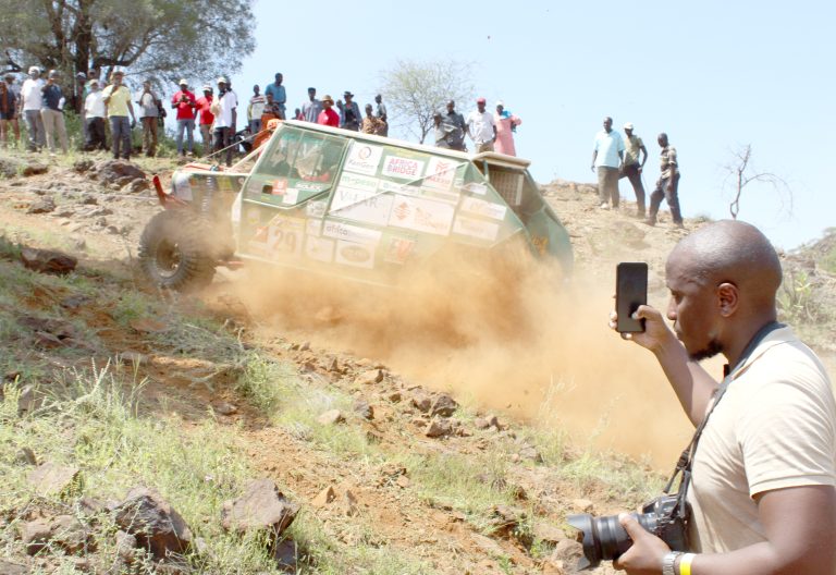 Some of the action at this weekend’s Rhino Charge in Baringo County. PHOTO/Bernard Gitau