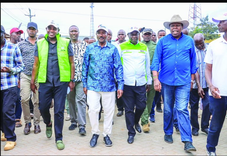 Wiper party leader Kalonzo Musyoka, Former Deputy President Rigathi Gachagua (centre) and other opposition politicians on June 7, 2025. PHOTO/ https://www.facebook.com/kalonzomusyoka