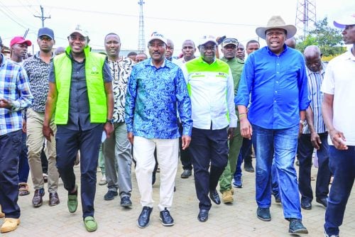 Wiper party leader Kalonzo Musyoka, Former Deputy President Rigathi Gachagua (centre) and other opposition politicians on June 7, 2025. PHOTO/ https://www.facebook.com/kalonzomusyoka