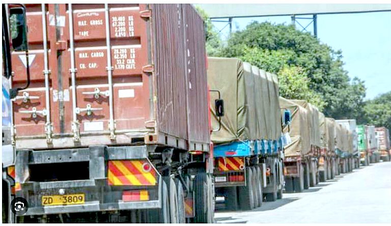 Trucks ferrying goods. PHOTO/Print