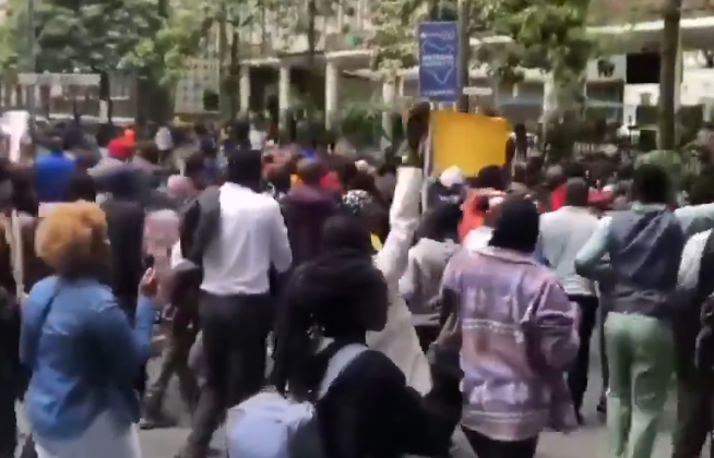 Protesters in the Nairobi CBD on June 12, 2025. PHOTO/A screengrab by People Daily of posts by @Josholuga/X