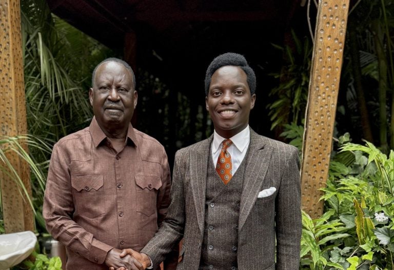 Kasmuel McOure with Raila Odinga. PHOTO/@_KasKazini/X
