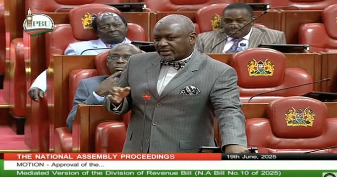 Rarieda MP Otiende Amollo on Thursday, June 19, 2025, during debate on the Division of Revenue Bill at the National Assembly. PHOTO/@OAmollo/X