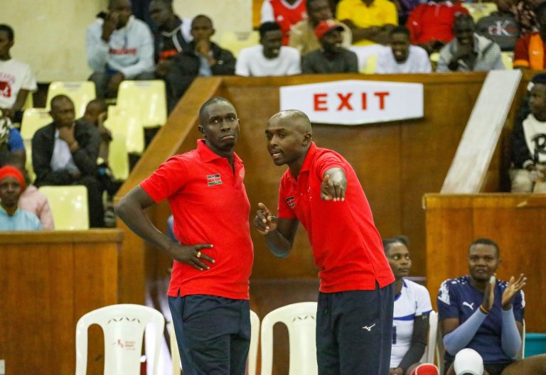DCI coach Patrick Sang gestures during the final against KPC. PHOTO/https://www.facebook.com/UpeleleziKenya/photos