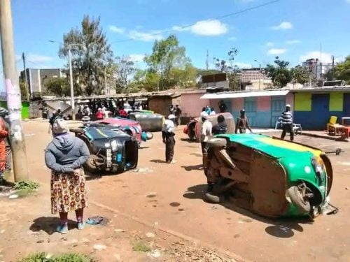 Some of the tuk tuks which were destroyed by goons in Limuru. PHOTO/CLEMENT KAMAU