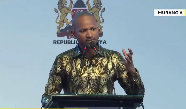 Embakasi East MP Babu Owino addresses delegates during the Murang’a Investment Conference on Friday, June 13, 2025. PHOTO/Screengrab by K24 Digital from K24 TV