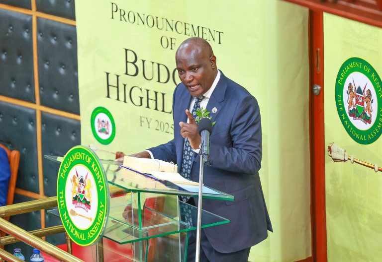 CS John Mbadi presenting the 2025/26 national budget in Parliament on Thursday, June 12, 2025. PHOTO/www.facebook.com/photo/?fbid=1168825315285231&set=pcb.1168826055285157