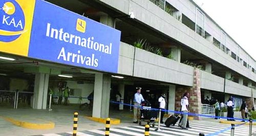 Jomo Kenyatta International Airport (JKIA) International Arrivals lounge.