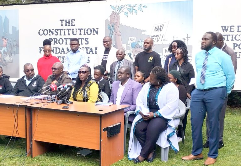 Activists from the Police Reforms Working Groups-Kenya at the Kenya Human Rights Commission offices in Nairobi, on June 11, 2025. PHOTO/Cynthia Atuo