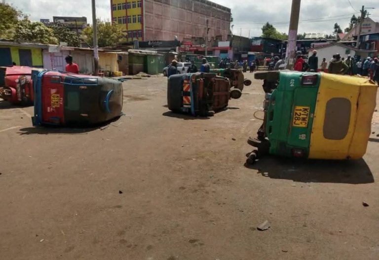 Some of the tuk tuks which were destroyed by goons in Limuru. PHOTO/CLEMENT KAMAU