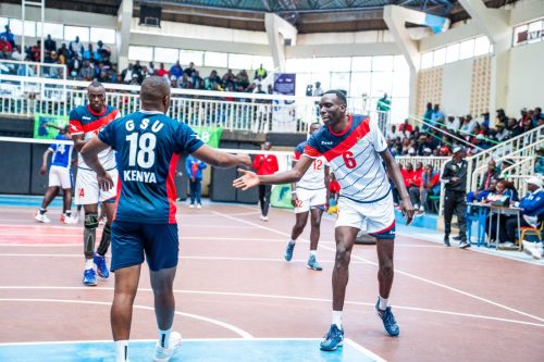 GSU players during the Kenya Cup quarterfinal clash against KAPU at Nyayo National Stadium Basketball Court. PHOTO/https://www.facebook.com/photo?fbid=1173432801481981&set=pcb.1173432998148628