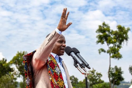 Kindiki addressing a crowd in Migori on Saturday, July 12, 2025.PHOTO/https://www.facebook.com/share/1F4QFBAoA9/