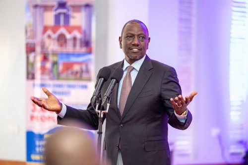 Ruto addresses congregants at the Africa Inland Church Bomani, Machakos County, during the installation of Bishop Benjamin Kalanzo on July 20, 2025. PHOTO/https://www.facebook.com/williamsamoei