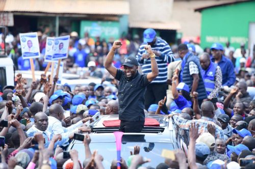 Trans Nzoia Governor George Natembeya when he visited Malava at the weekend to campaign for DAP-K candidate Seth Panyako. PHOTO/https://www.facebook.com/george.natembeya.9