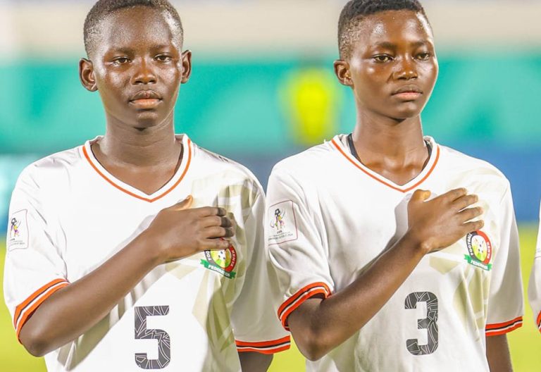 Kimberly Akinyi (right) while featuring for Junior Starlets. PHOTO/@StarletsKE/X.