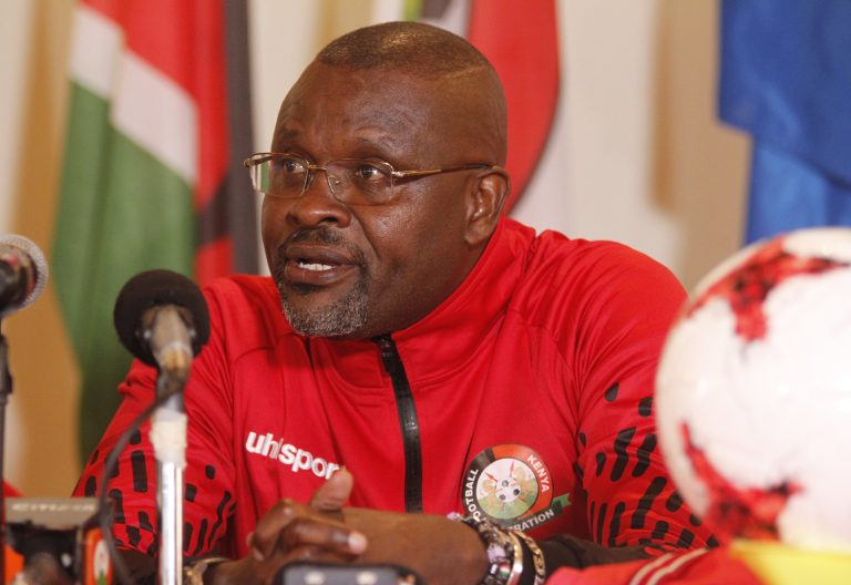Former Harambee Stars coach Jacob \'Ghost\' Mulee during a past media address. PHOTO/@Harambee__Stars/X