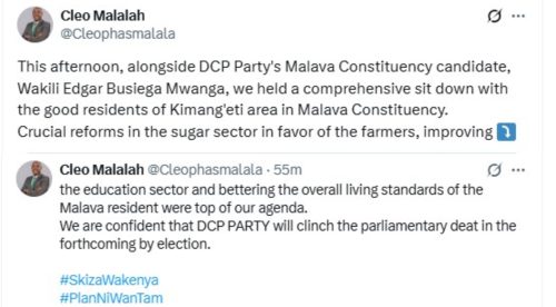 Malala expresses confidence in DCP’s victory in upcoming Malava by-election