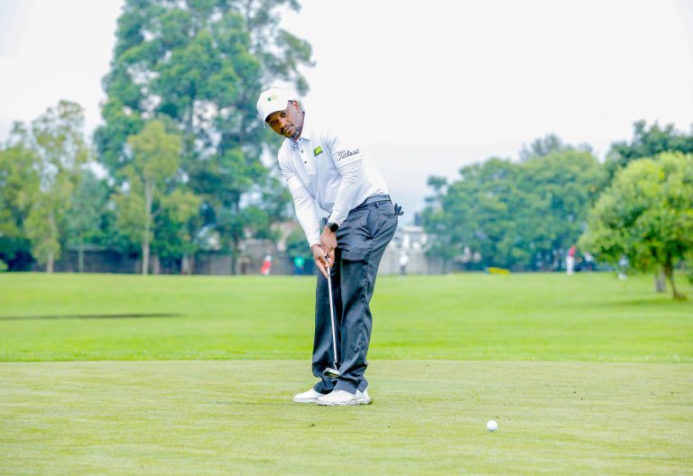 Golfer Mbugua Macharia in action during the KCB East Africa Golf Tour at the Nakuru Golf Club on July 12, 2025. PHOTO/Sport Picha