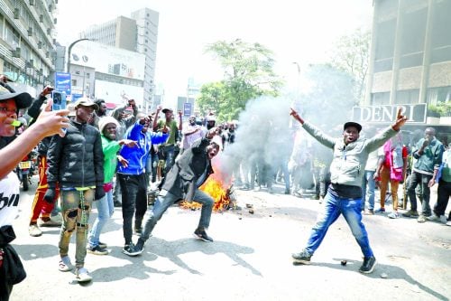Gen Z protesters when they barricaded a section of Mama Ngina street in Nairobi last year. PHOTO/Bernard Malonza