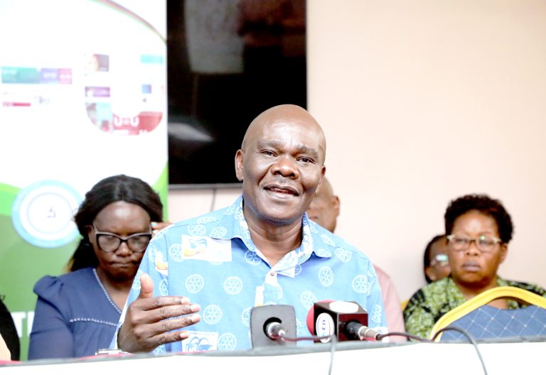 National Coordinator for the National Empowerment Network of People Living with HIV/Aids in Kenya Nelson Otwoma during a press briefing in Nairobi. PHOTO/Bernard Malonza