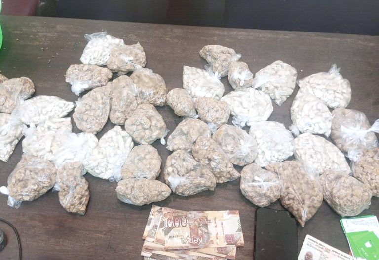 Some 38 packages of heroin with an estimated street value of Ksh14 million that was seized in Malindi in October 2024 and a suspect arrested. PHOTO/DCI