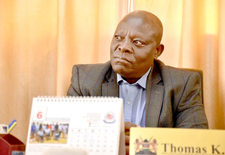 Bungoma County Commissioner Thomas Sankei during an interview with the press in his office on Tuesday, July 8, 2025. PHOTO/Tony Wafula