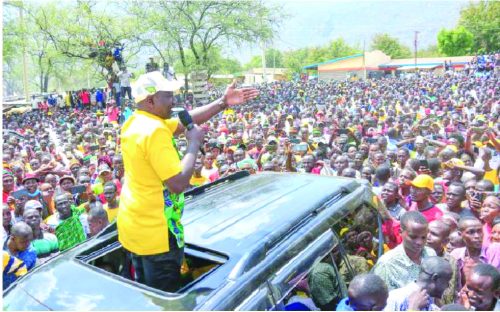 Candidate William Ruto on the campaign trail. The contest for State House was fiercely fought, with the economy, healthcare, education and housing emerging as key battlegrounds. PHOTO/Print